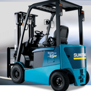 SUMITOMO 住友 QuaPro-B 系列電動平衡重式堆高機原廠型錄代表圖,車身徽章標示 15 代表 1.5 噸機型